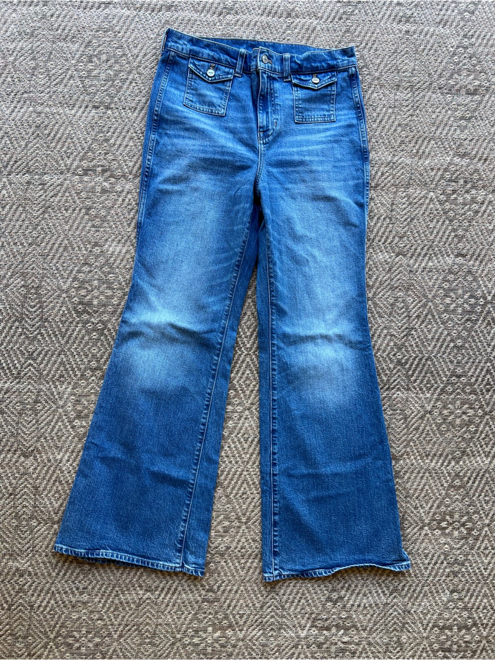J.Crew Vintage Flare Jeans Bangkok Wash Flap Pocket Womens 29